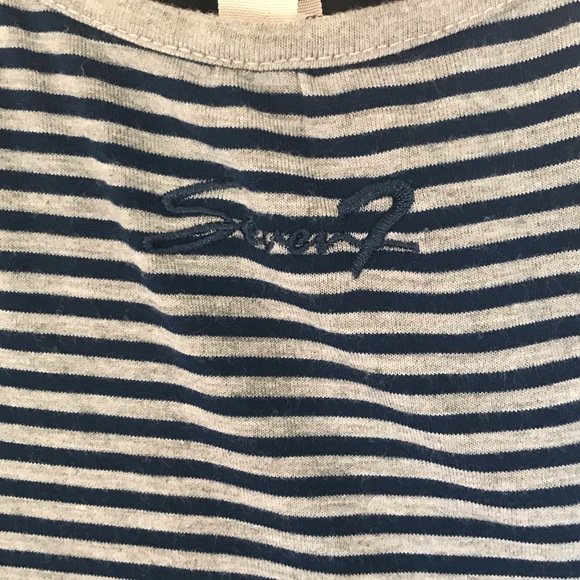 Seven7 Navy Blue and Gray Sleeveless and Striped Maxi Dress - Picture 6 of 10